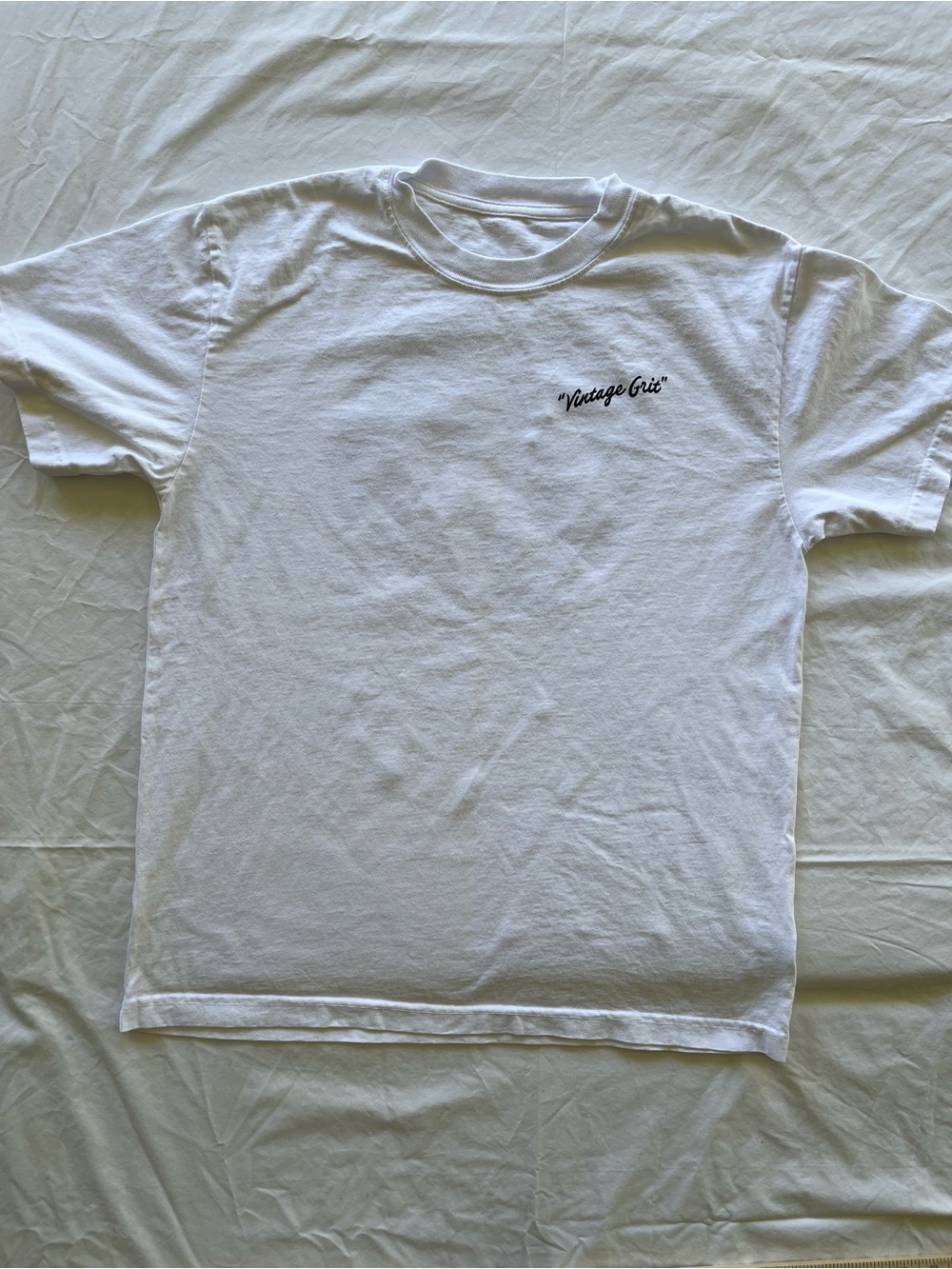 White Short-Sleeve Tee with Minimal Script Logo